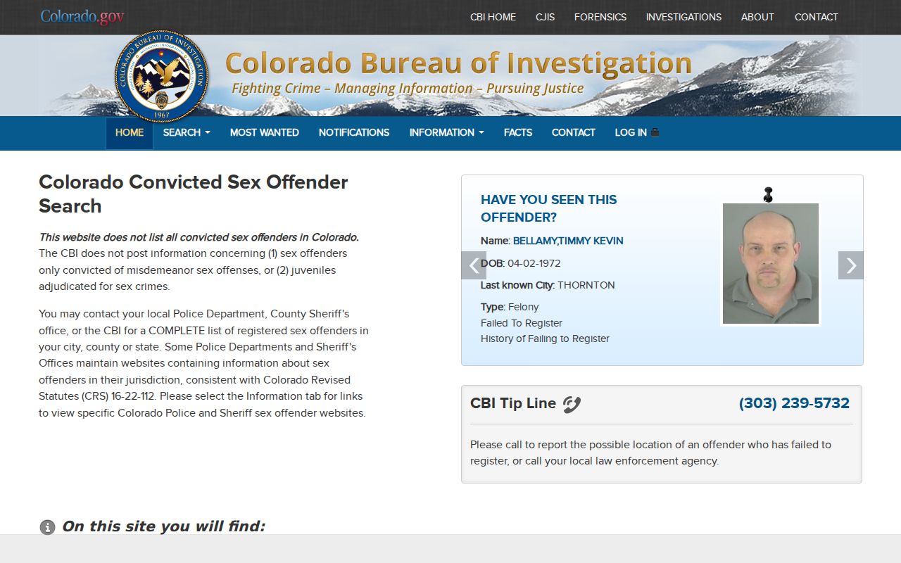 Lakewood residents directory view of the Colorado registry search