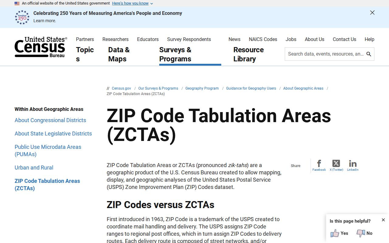 Lakewood ZIP code directory view of Census ZCTA guidance